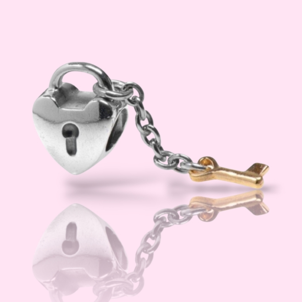 PANDORA Key To My Heart Dangle Charm With 14K Gold Key 925 Sterling Silver